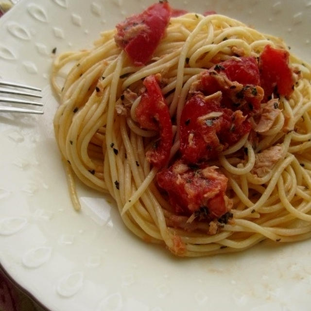 またまたトマトとツナの冷製パスタ