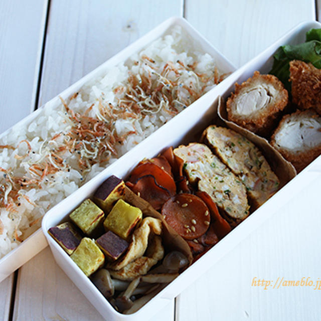 ジューシーささみ(胸肉)のマヨカツ弁当♪（10歳の部活弁当）