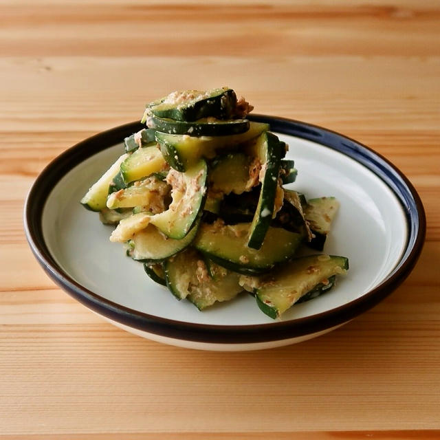 【野菜ひとつ】ズッキーニのおかかマヨ和え