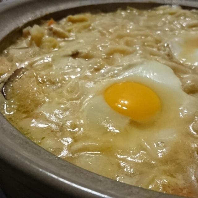 旦那さんの手打ち麺で☆特製！？☆味噌煮込みうどん♪(レシピ追記）