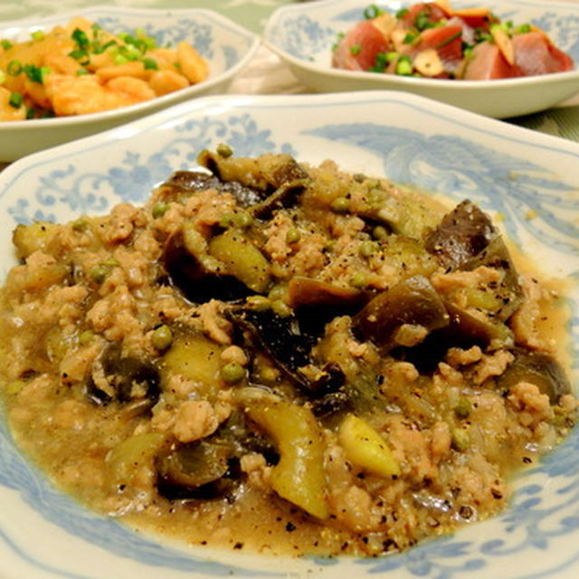 な～んちゃって中華　山椒味の麻婆茄子とトロ鰹の中華風刺身～♪