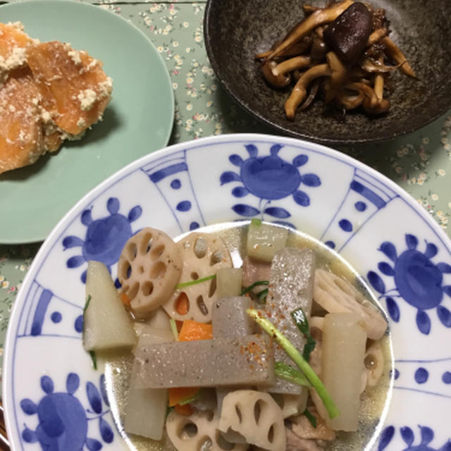 11月第4週の教室、きのこも、大根も、柿も秋