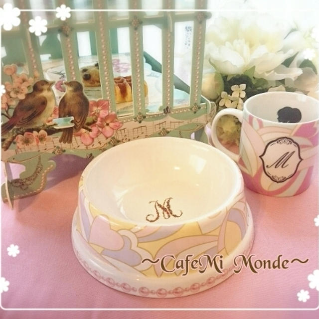 マーブルハートのペットフードボウル ♡ポーセラーツ