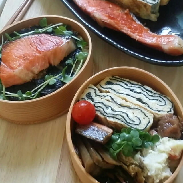 今日の『鮭の海苔お弁当』のおかず#クッキングラマー#ワンプレごはん #お弁当#お...