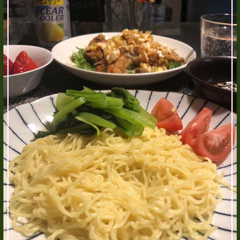 油淋鶏とざるラーメン