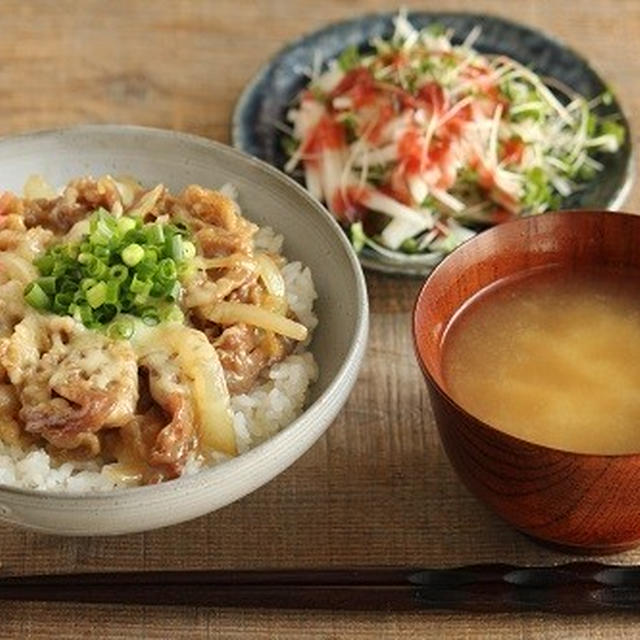 チーズ豚丼献立♪
