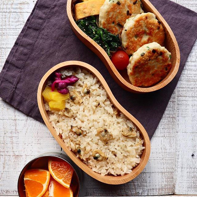 あさりの炊き込みごはん＆鶏塩つくね弁当♡【#お弁当#ごはん】