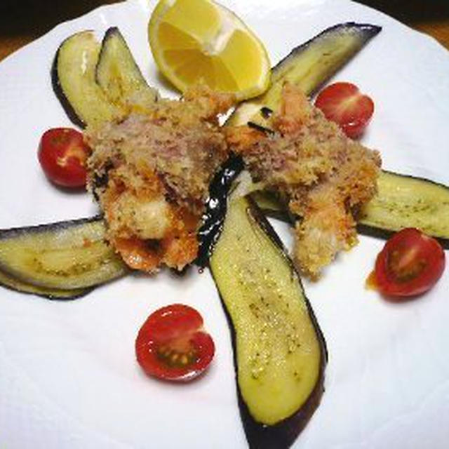 いろんな美味しさと食感が口の中ではじけます！海老ぷりっぷりのイタリア風フライ「茄子生ハム・海老のインボルティーニ」