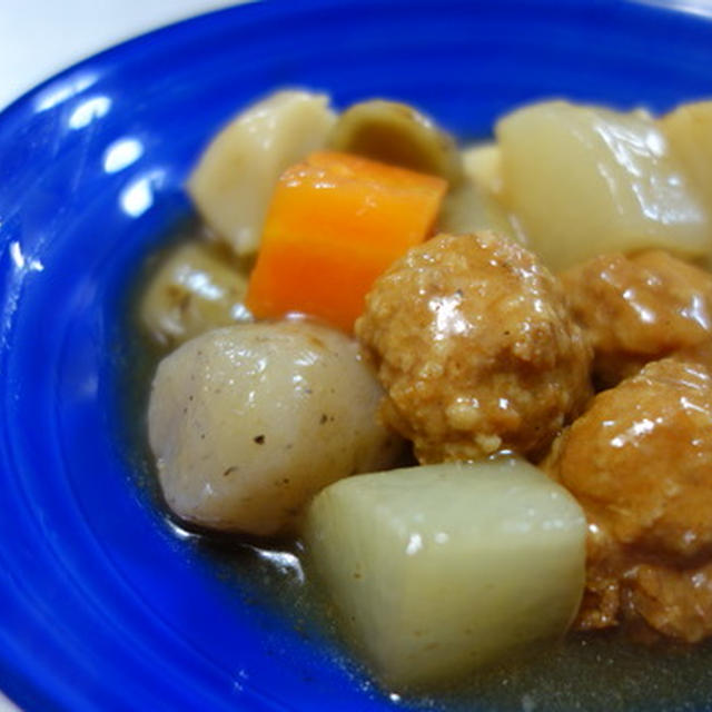 揚げ団子と根野菜の煮物