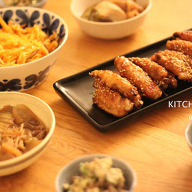 鶏手羽中の甘辛炒め