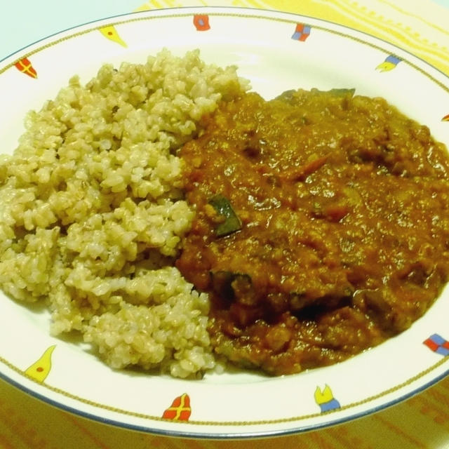 あずきとカボチャのカレー　電子レンジで簡単！