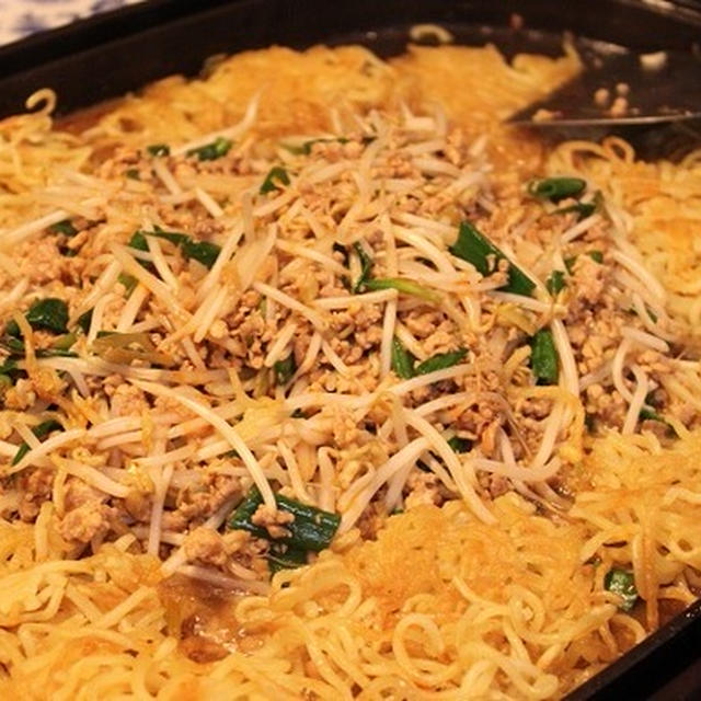 ホットプレートで！ひきにくとモヤシのあんかけかた焼きそば　NHKあさイチレシピ