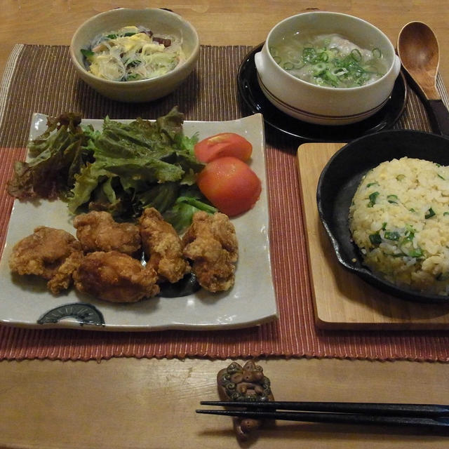 唐揚＆ニトスキ炒飯の晩ご飯　　と　ケーキで”最後の晩餐”♪