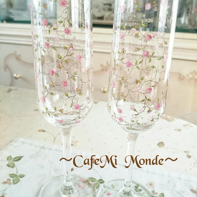 ラデュレなシャンパングラス❤ポーセラーツ