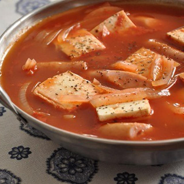 【野菜高騰対策】豆腐と玉ねぎのトマトスープ煮
