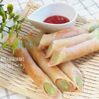 【お弁当おかず＊おつまみ】アスパラハムの春巻き♡