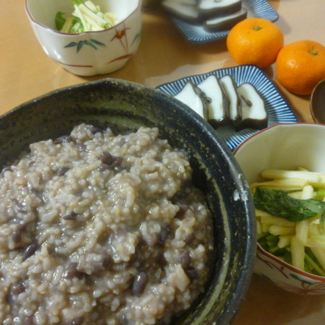 小正月に小豆粥で朝食