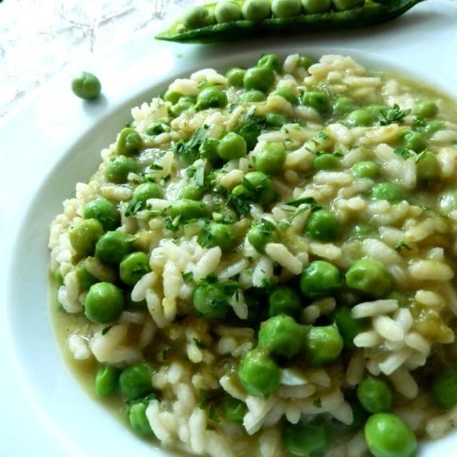 くらしのアンテナに掲載♪イタリア風お豆ごはん　グリンピースのリゾット
