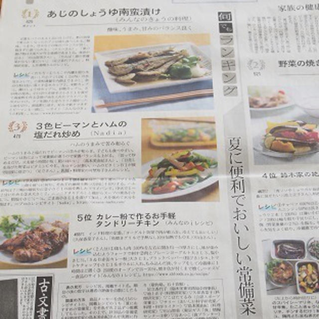 日経新聞様「NIKKEI プラス１」に掲載！夏に便利な常備菜