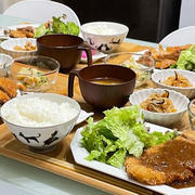 6月25日✰晩ごはん！！！味噌カツ ジャーマンポテサラ 切り干し大根の煮物