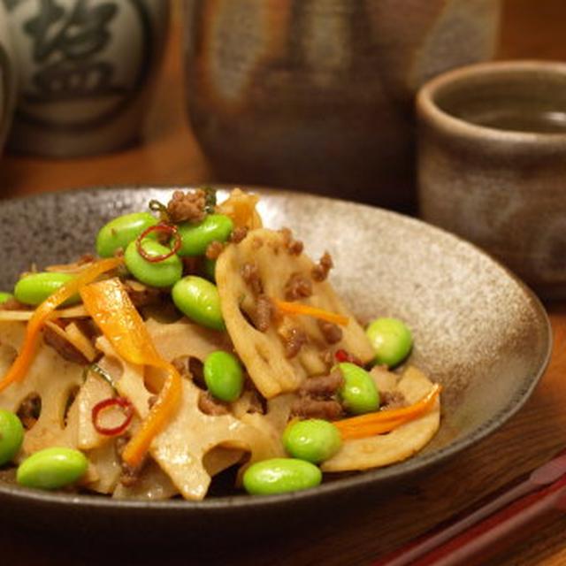 枝豆と蓮根の坦々キンピラ　
