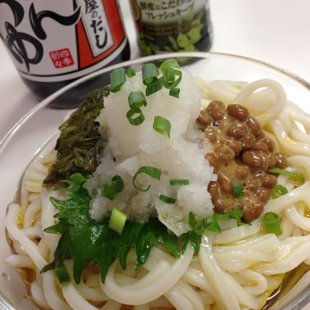 ネバネバぶっかけ冷やしうどん♪