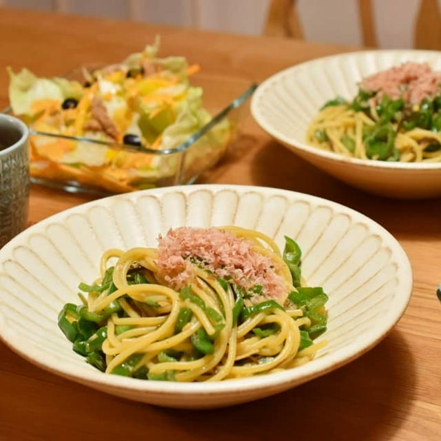 ◎茨城県産みおぎピーマンでつくる『ピーマンと塩昆布の和風パスタ』