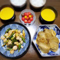【家ごはん/献立】 油揚げの肉詰め煮 と カボチャのポタージュスープ