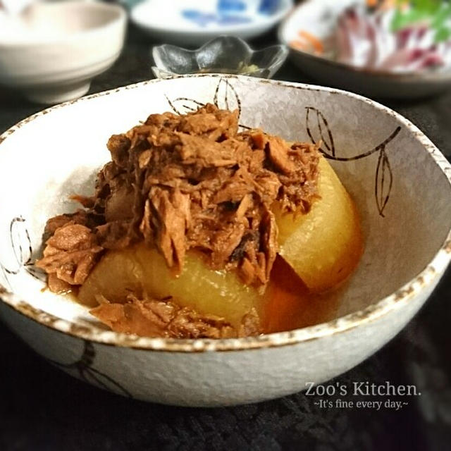 まぐろフレーク缶で簡単♡まぐろ大根の煮付け
