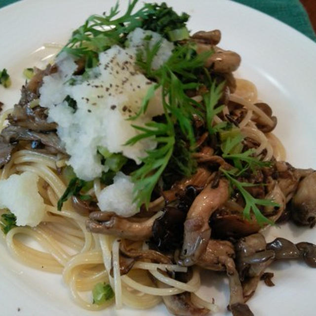 茸と大根のパスタ、湯の花。