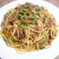 碧落の初詣ＲＵＮ、牛肉と舞茸の焼き肉風パスタ