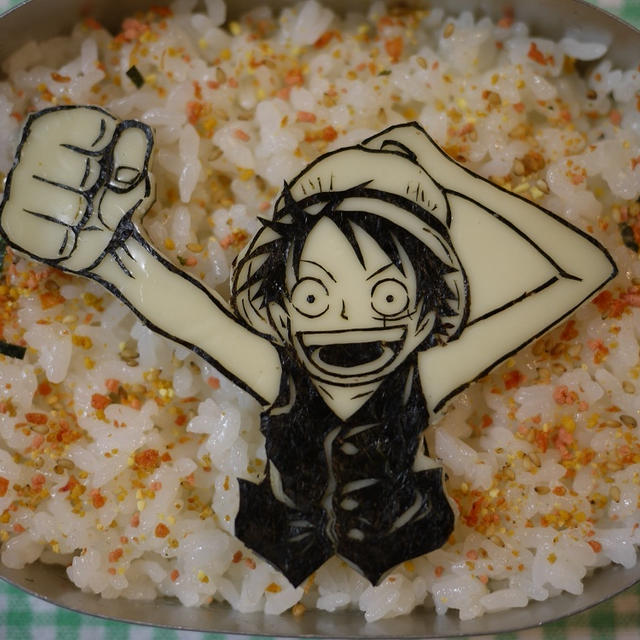 海苔切りキャラ弁１周年記念 One Piece ルフィ By 桐ちゃんさん レシピブログ 料理ブログのレシピ満載