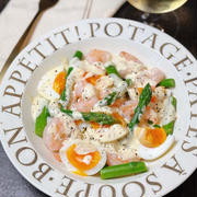 冷やして美味しい！食卓が華やぐ♪エビとアスパラのサラダ〜粒マスタード香る特製ドレッシングで〜