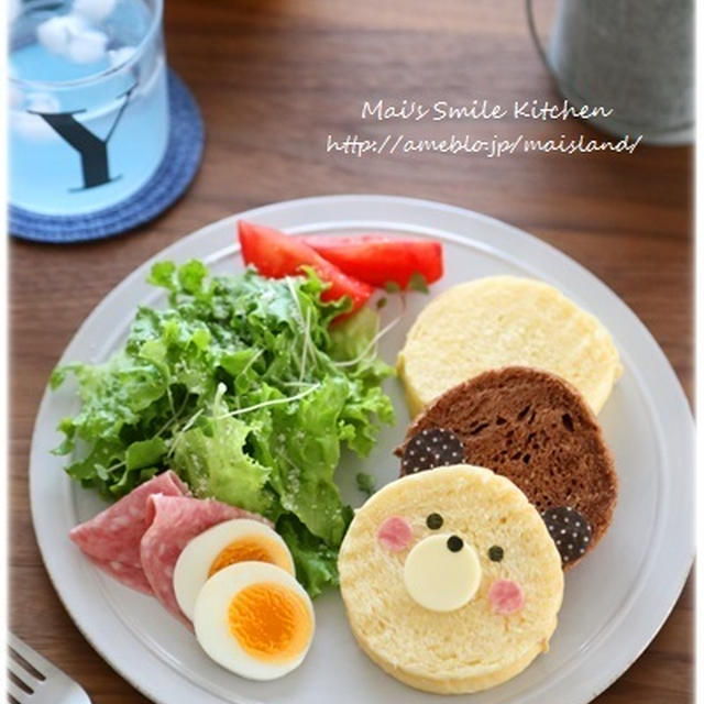【ラウンドパンでくまさんのワンプレート】