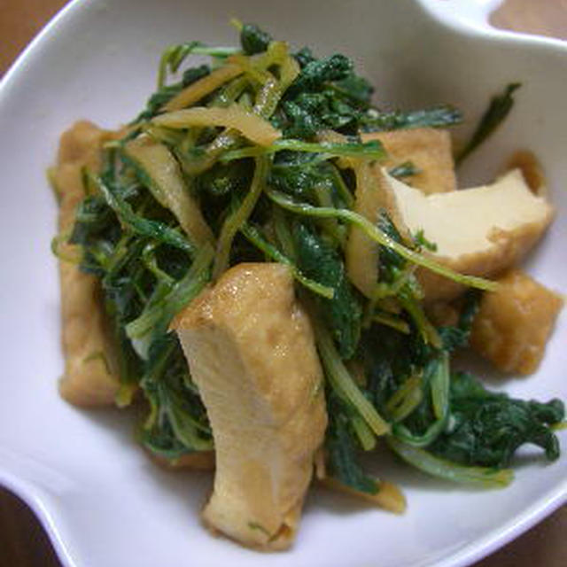 水菜と厚揚げの生姜煮