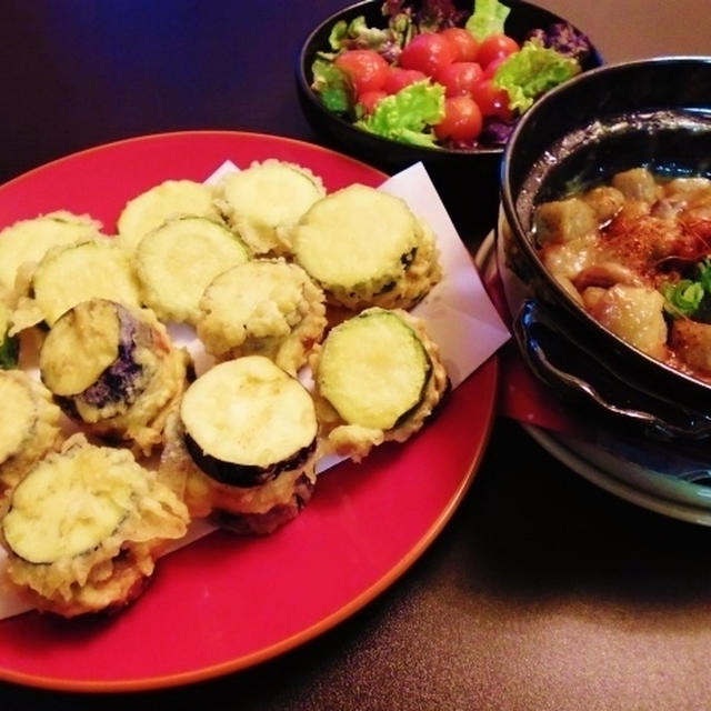 天ぷらに保険の煮込みを添えた晩御飯・・・（笑）