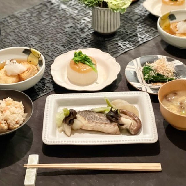鯛1尾を3日に分けて使う　3日目：蒸し鯛定食の夜ごはん