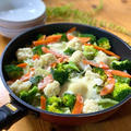 【フライパンでお鍋】鶏肉と野菜のチーズ蒸し鍋