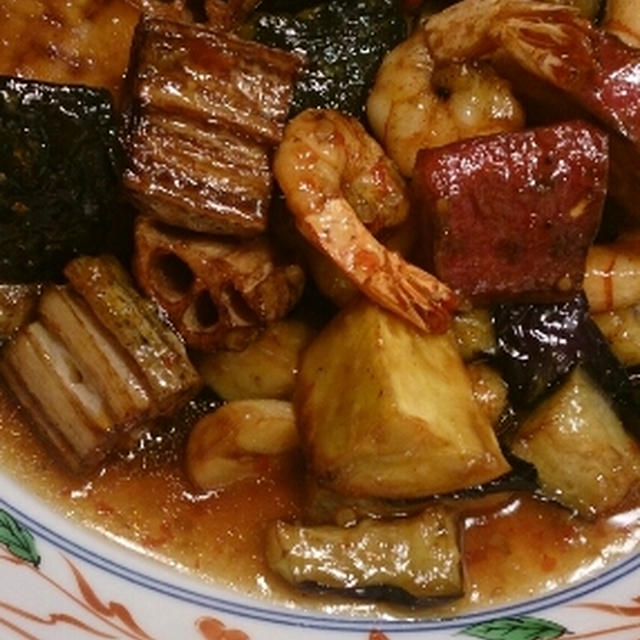 野菜とエビのスイートチリ