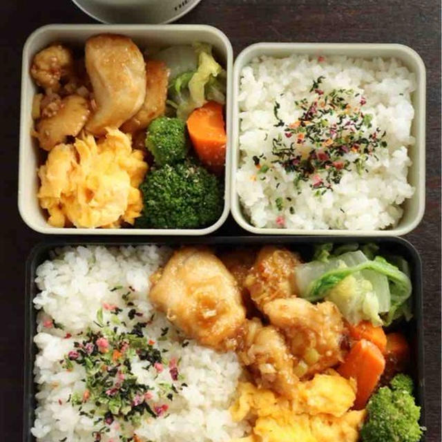 甘酢ネギダレチキンと白菜の玉ねぎドレッシング〜食べざかり中高生男子のお弁当