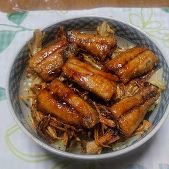 サンマとゴボウの竜田揚げ丼