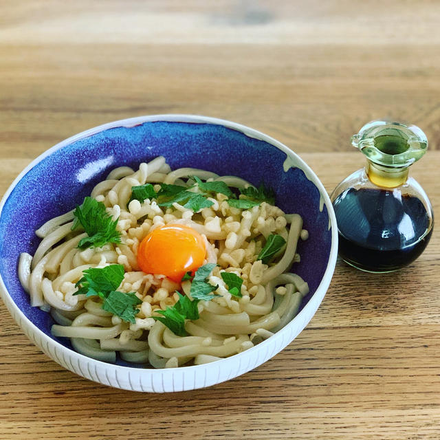 冷凍うどんで釜玉うどん