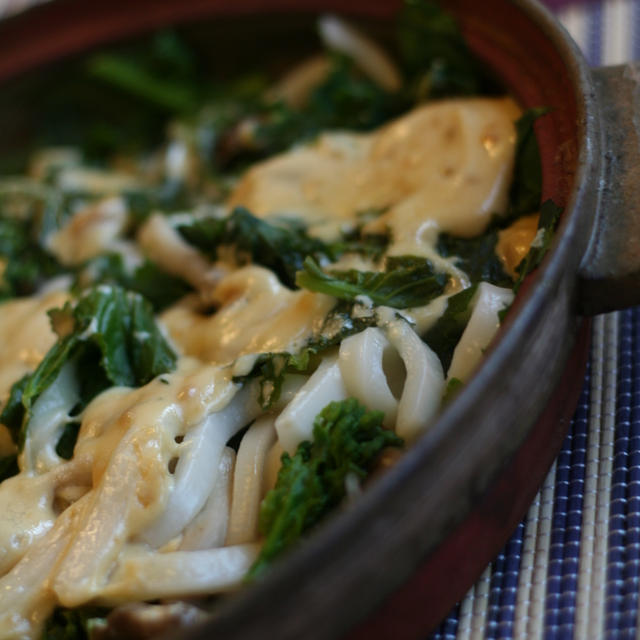 「菜の花のマヨ味噌焼きうどん入り」