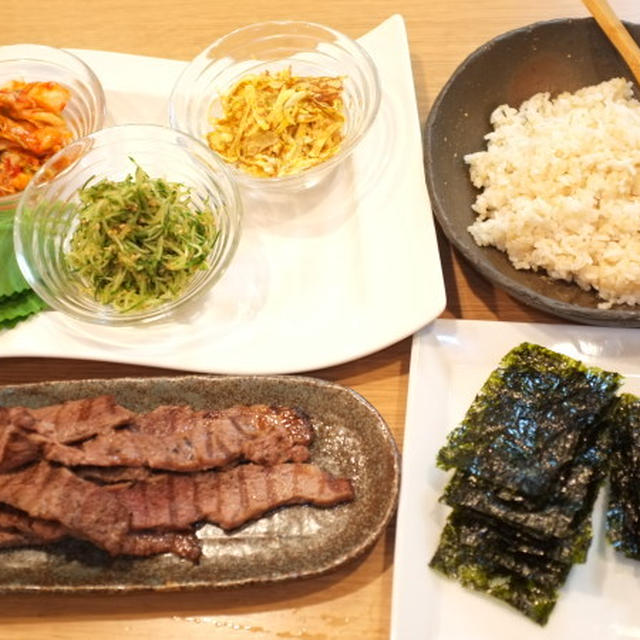夕食☆高級韓国海苔『pegopa(ペゴパ）』de 韓国風手巻き寿司♪