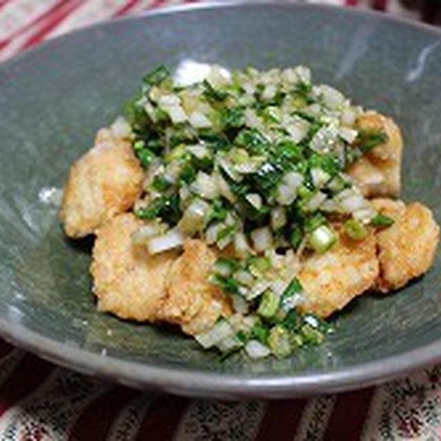 鶏バスト肉のネギソース