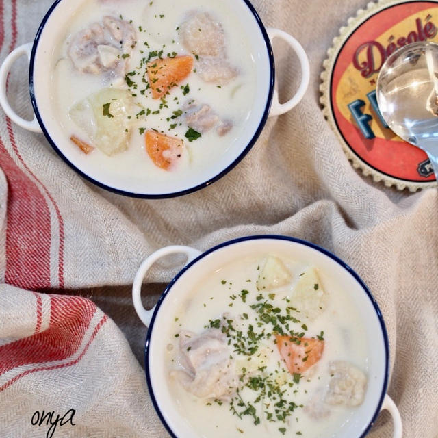 切るだけチン♡レンジだけで♡お手軽クリームシチュー♡