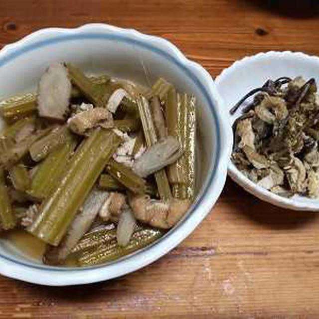 葉ごぼうの煮物とわらびの煮物