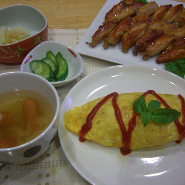 手羽先ﾊﾟﾘﾊﾟﾘ焼き＆ｵﾑﾗｲｽ