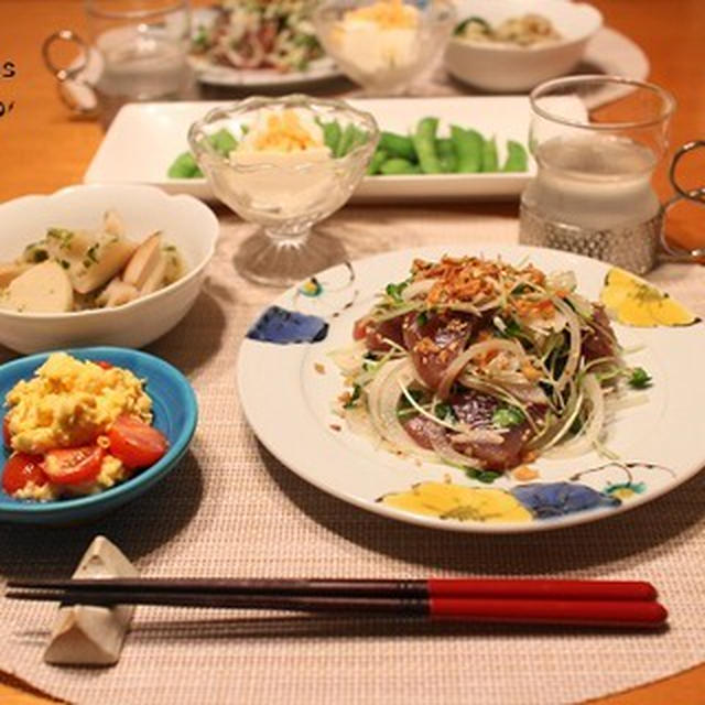『鰹のたたき』の献立。