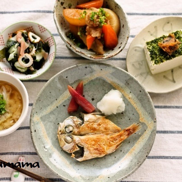 のどぐろの干物焼き定食 / 豚バラと大根のこってり煮